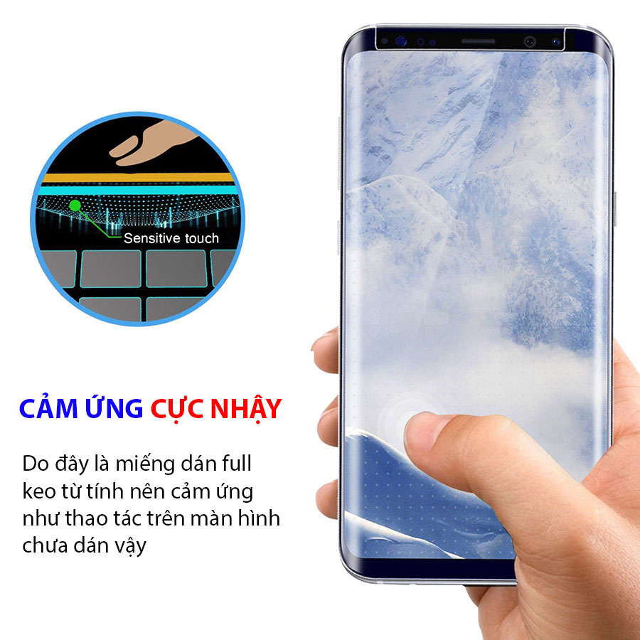Kính cường lực Galaxy S8 full keo kết hợp chiếu tia UV